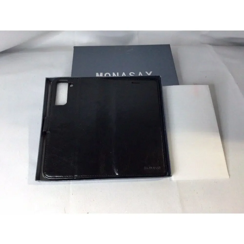 MONASAY Wallet Case Compatible for Galaxy S21 Black, Screen Protector Included